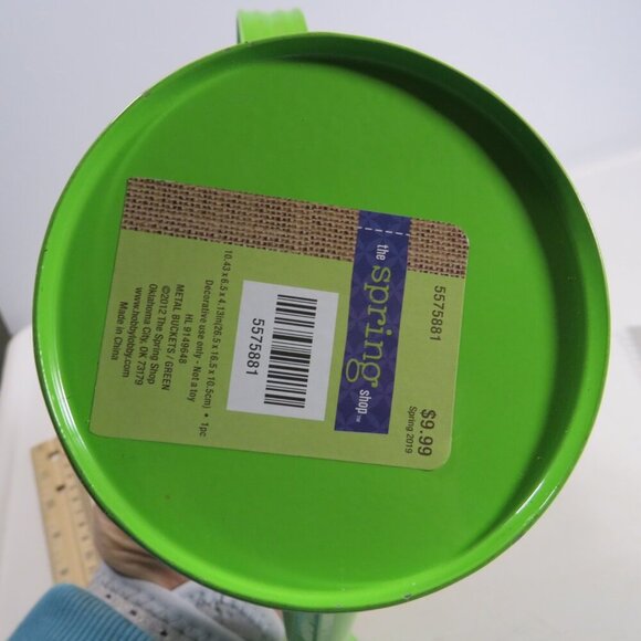 Lime Green Polka Dot Watering Can Metal Spring Decor Item - Picture 15 of 16